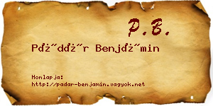 Pádár Benjámin névjegykártya