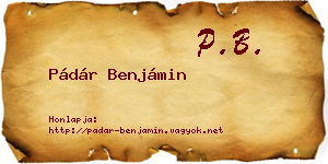Pádár Benjámin névjegykártya